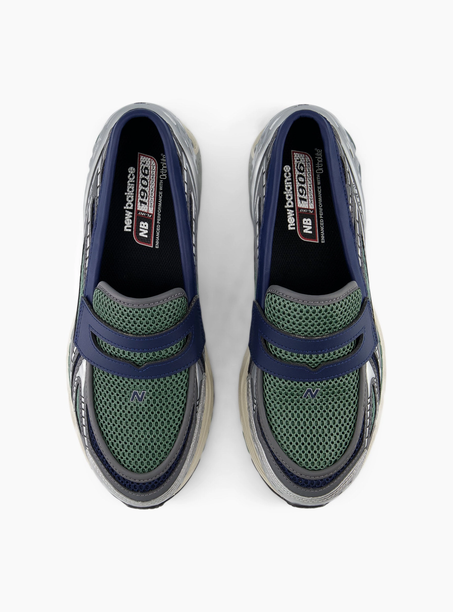 1906LOA Navy and Dark Juniper Silver Metallic Loafers