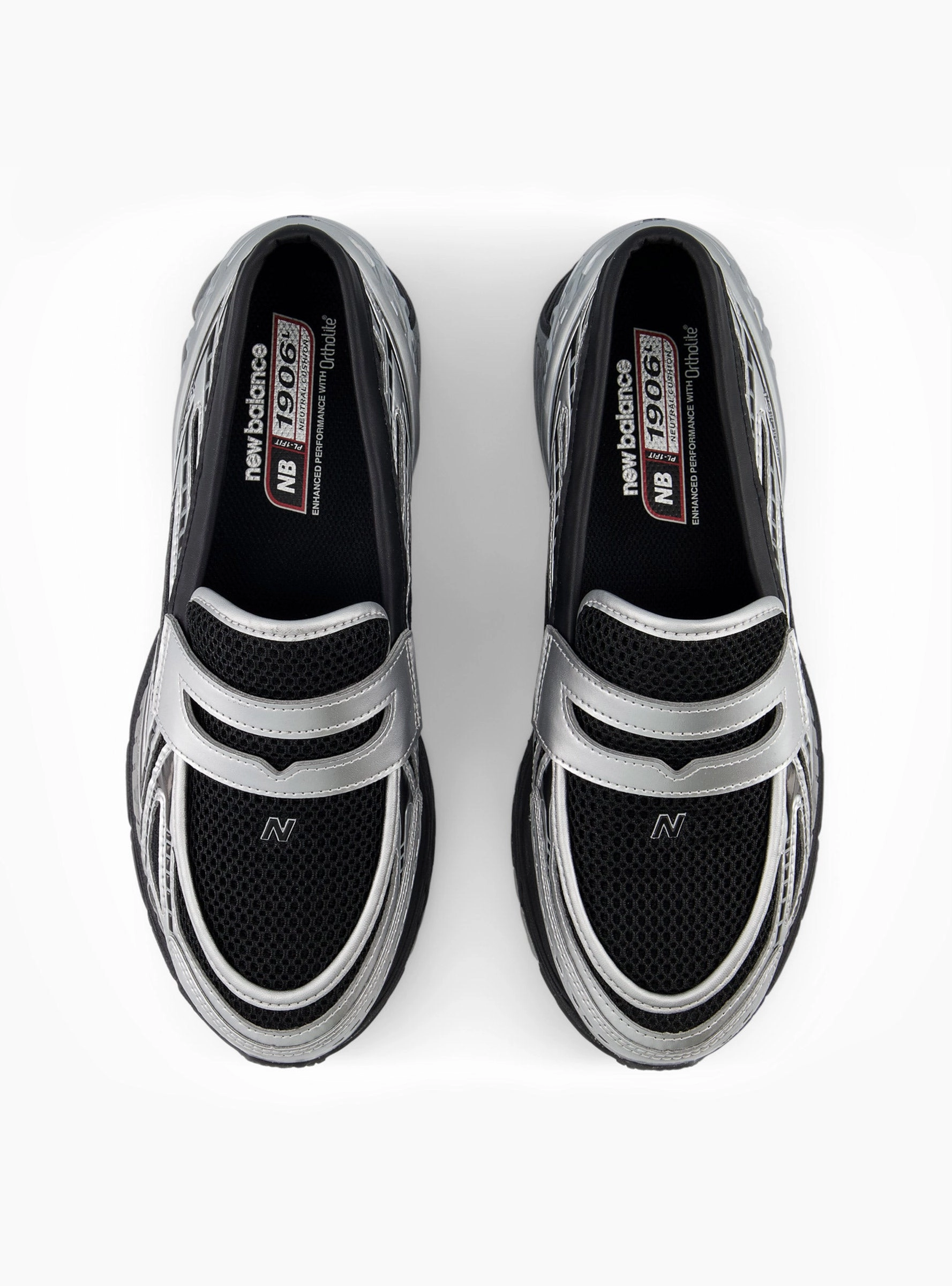 1906LOC Black Silver Metallic Loafers
