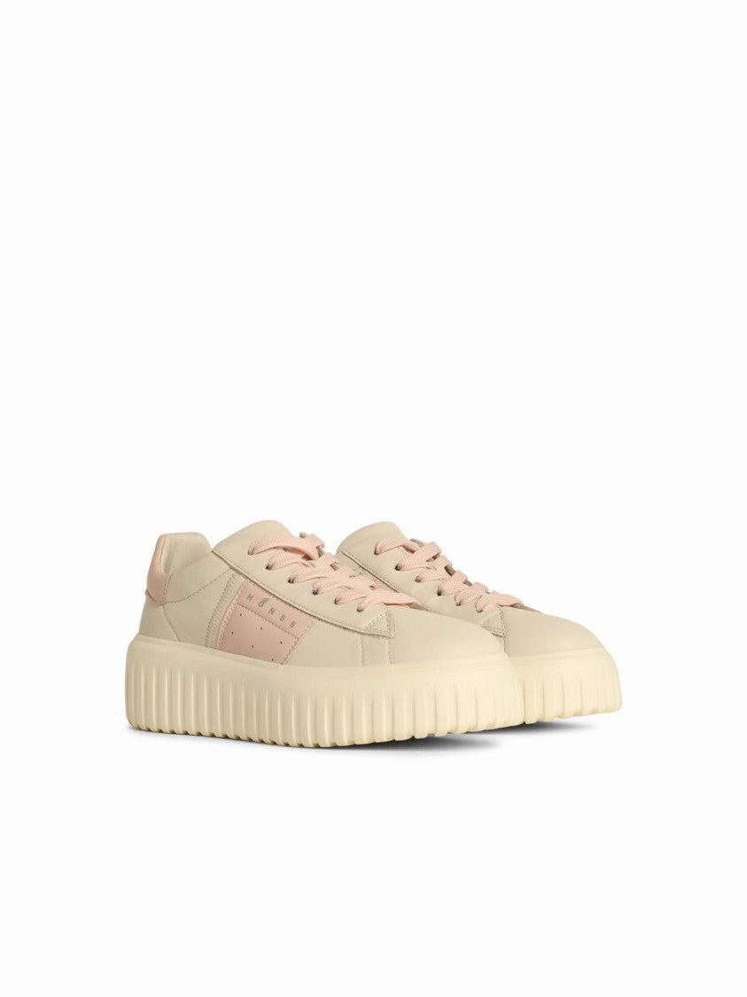 'H Stripes' Ivory Leather Sneakers