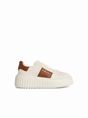 'H Stripes' Ivory Leather Sneakers