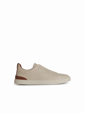 'Triple' Cream Leather Sneakers
