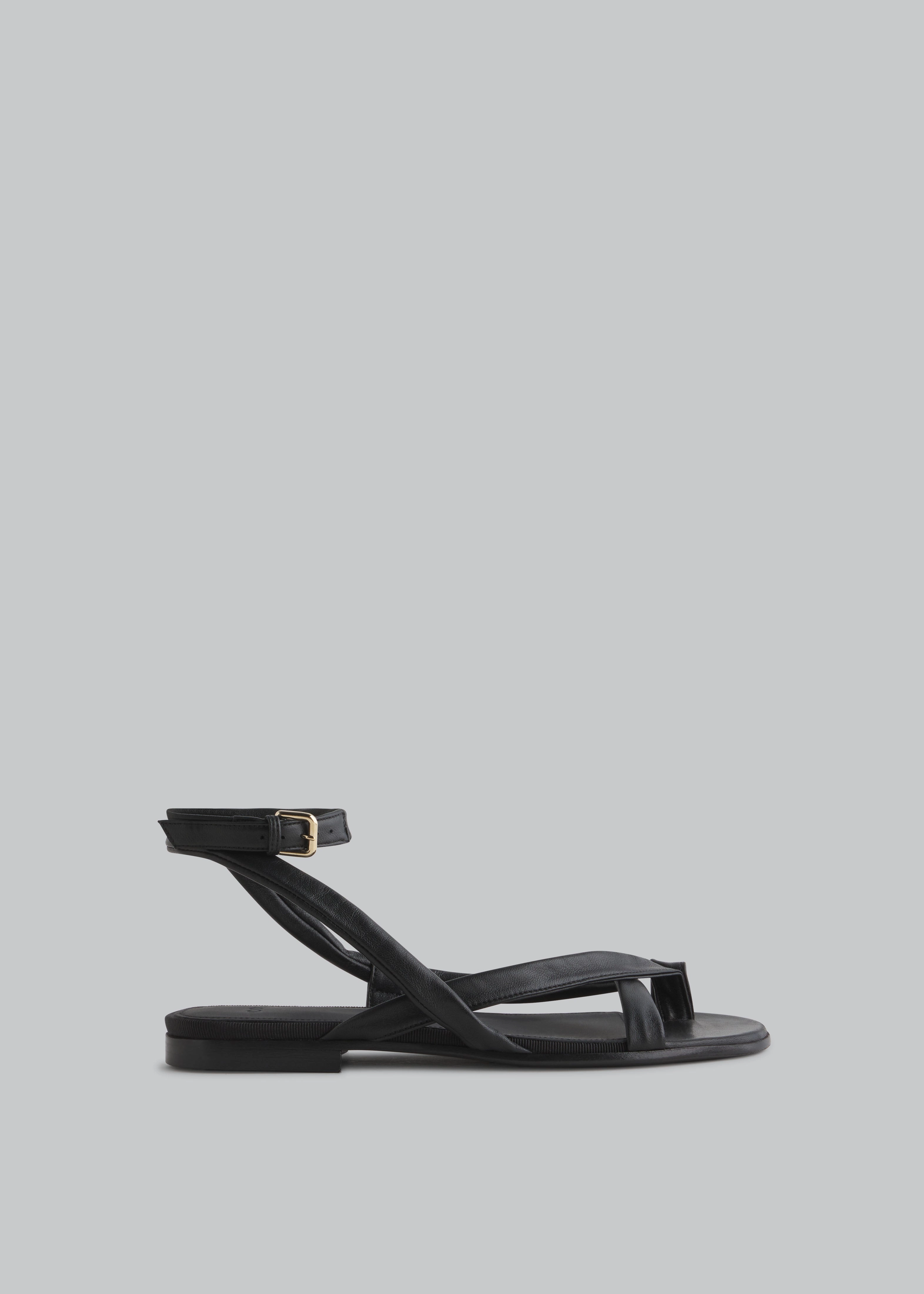 Asymmetric Toe Ring Gladiator Sandal - Black