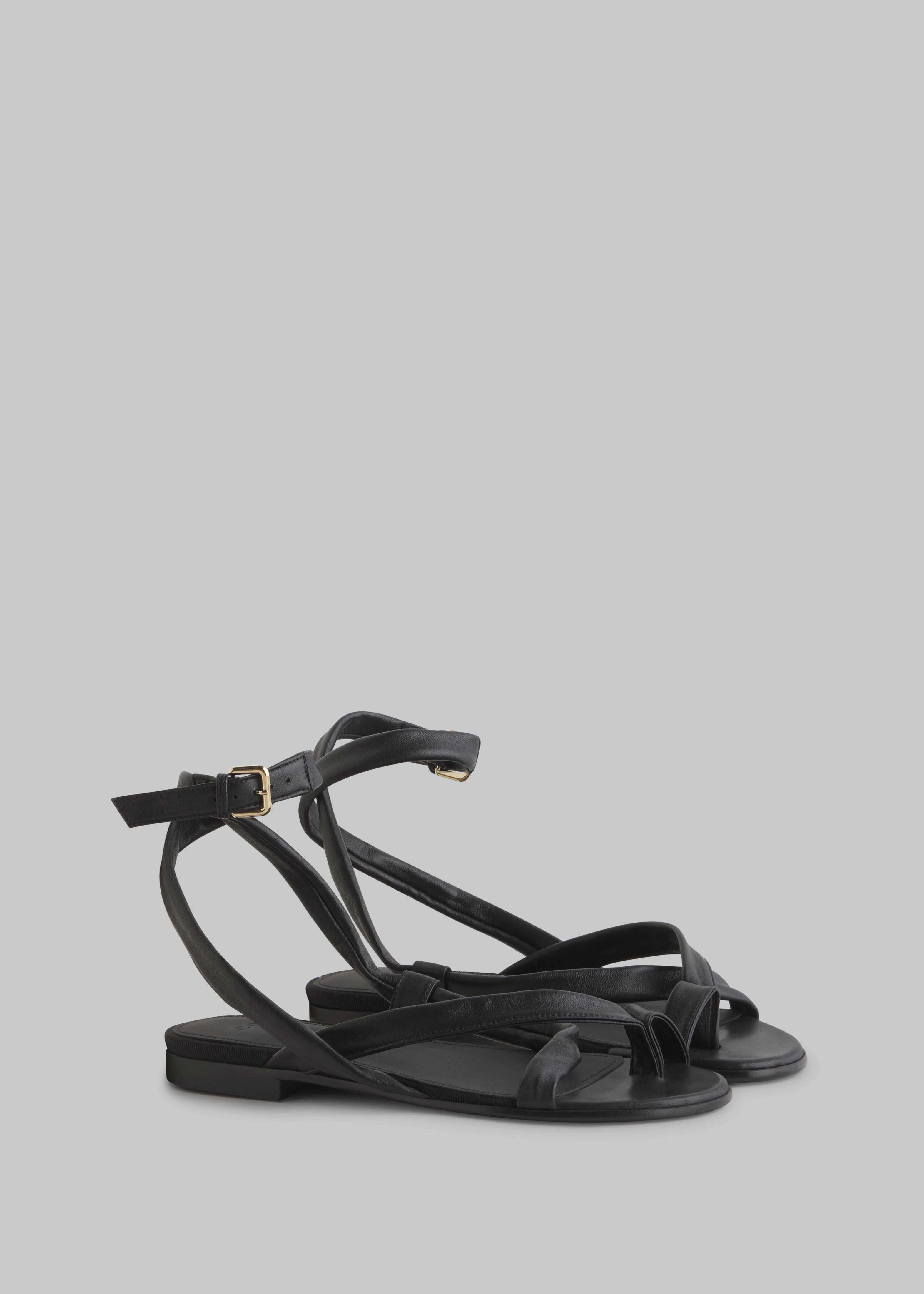 Asymmetric Toe Ring Gladiator Sandal - Black