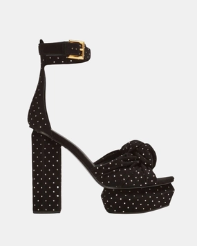 Balmain Women Ava Suede And Crystal Platform Sandals Black