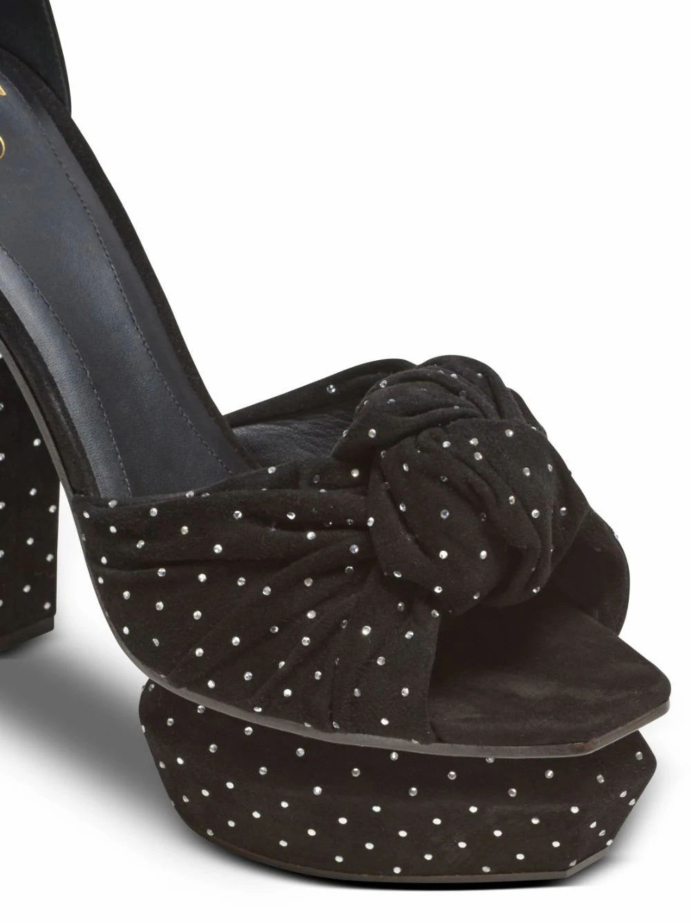 Balmain Women Ava Suede And Crystal Platform Sandals Black