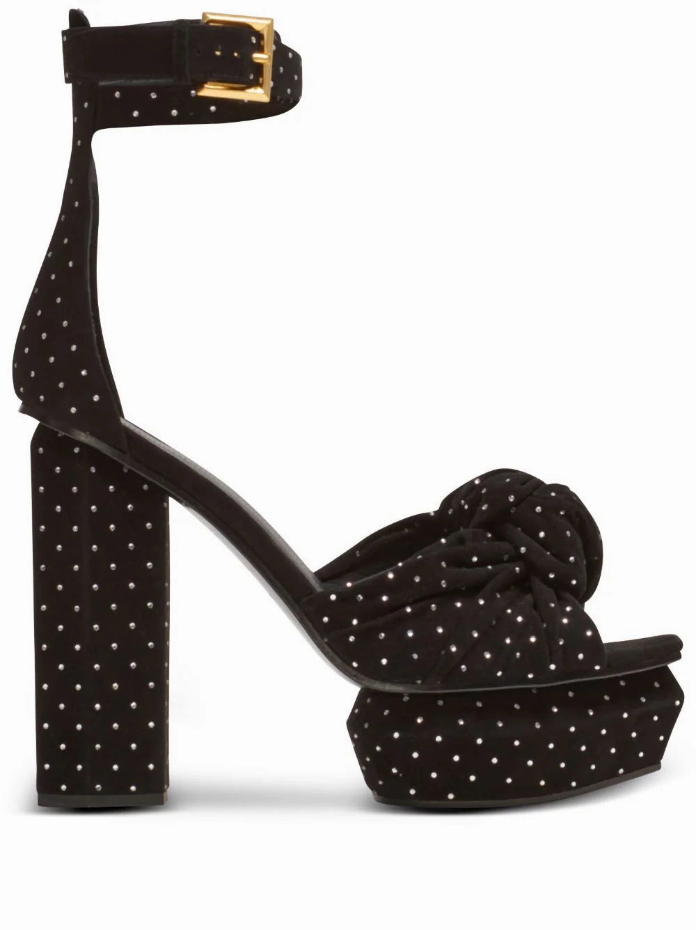 Balmain Women Ava Suede And Crystal Platform Sandals Black