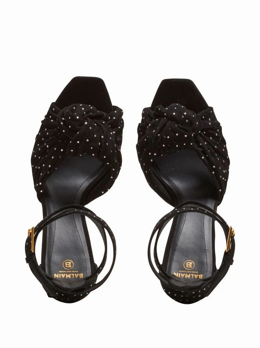 Balmain Women Ava Suede And Crystal Platform Sandals Black