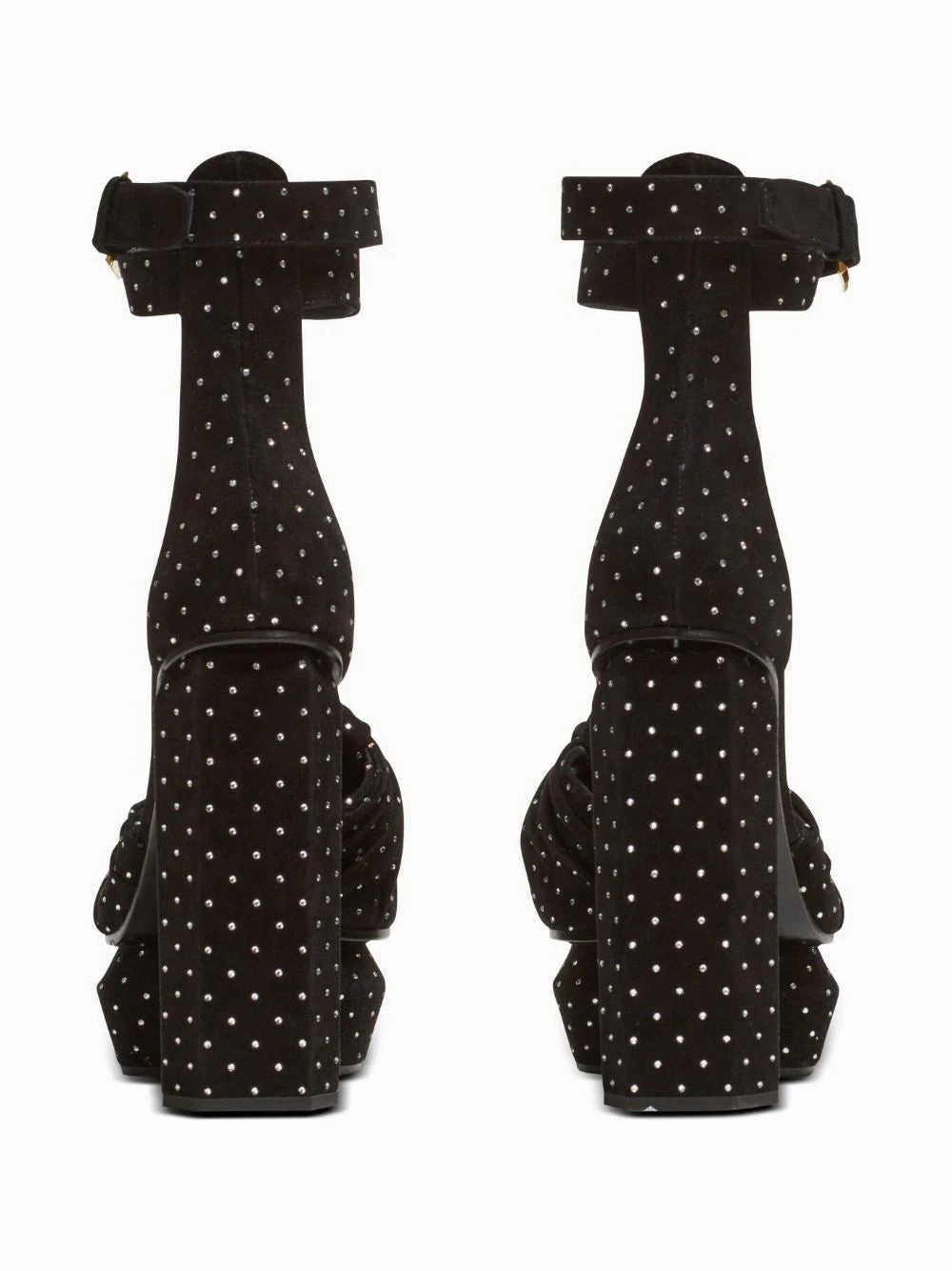 Balmain Women Ava Suede And Crystal Platform Sandals Black