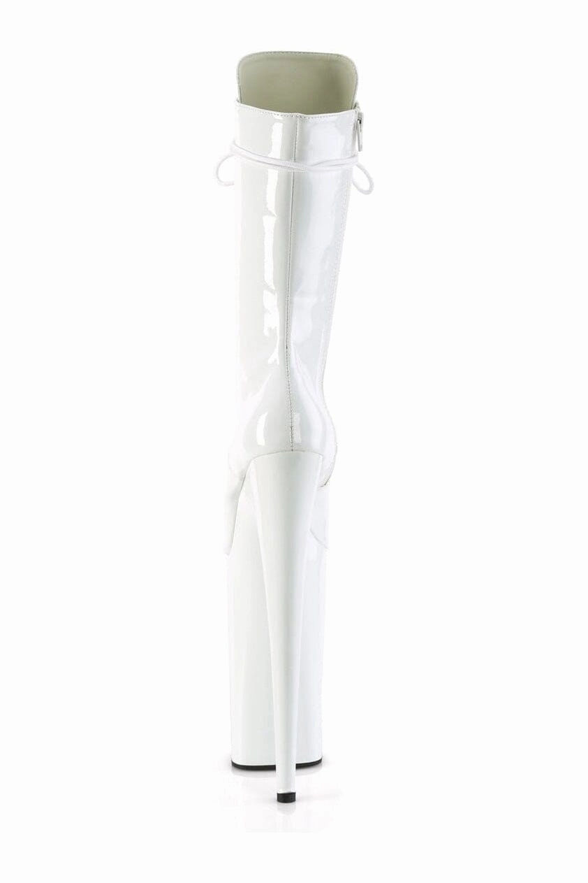 BEYOND-1050 White Patent Knee Boot
