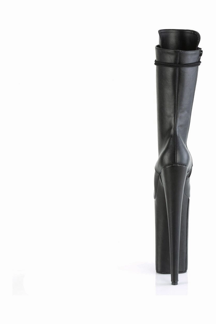 BEYOND-1050WR Black Faux Leather Knee Boot