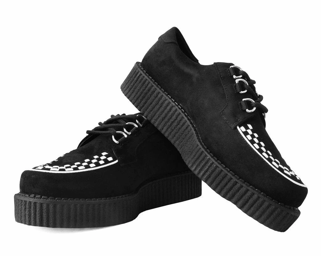 Black Faux Suede White Interlace Anarchic Creeper