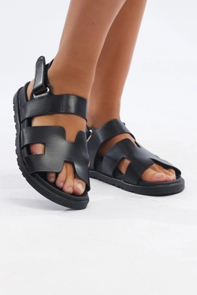 Black Flat Sandals