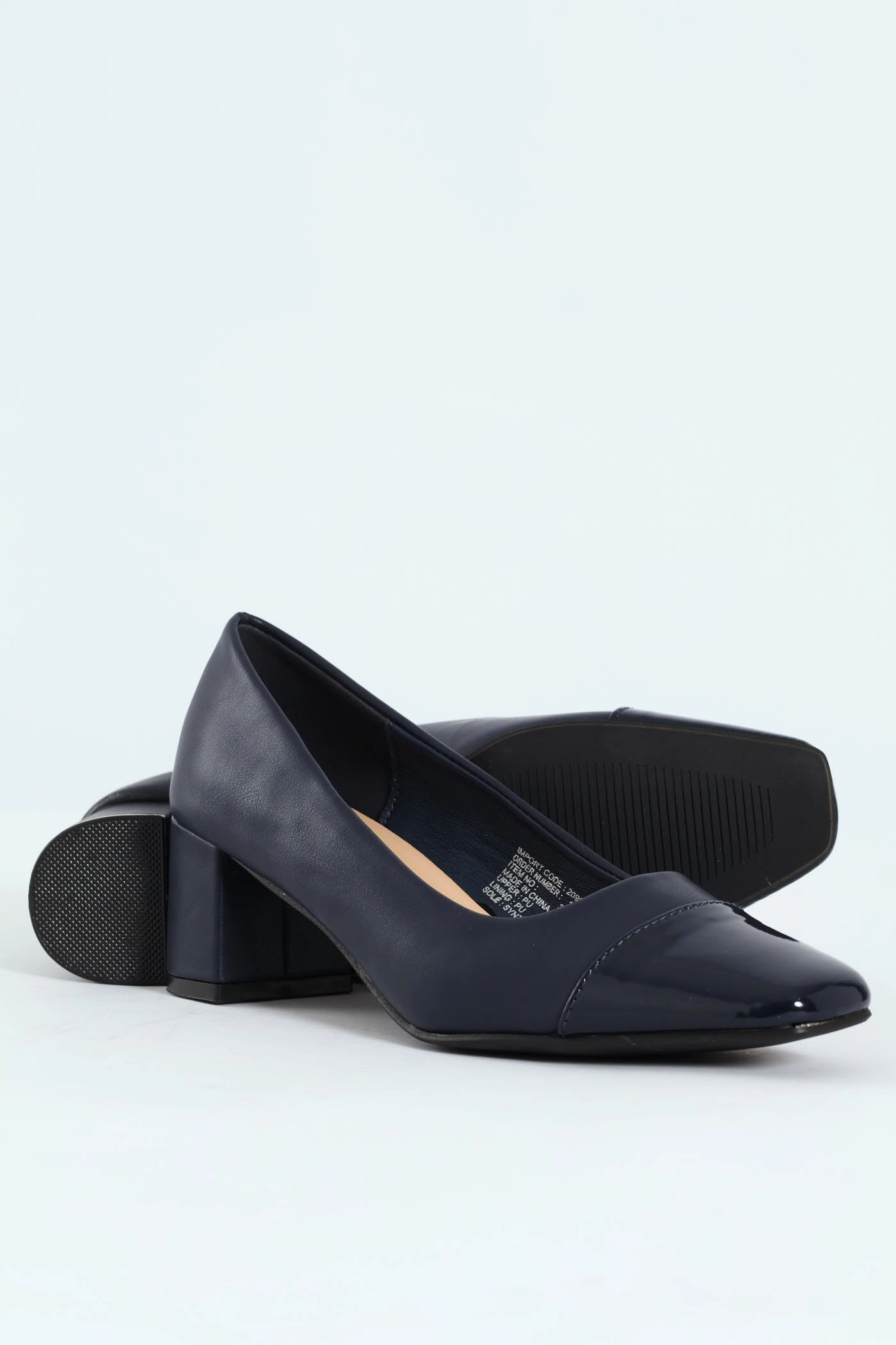 Block Court Heel - Navy