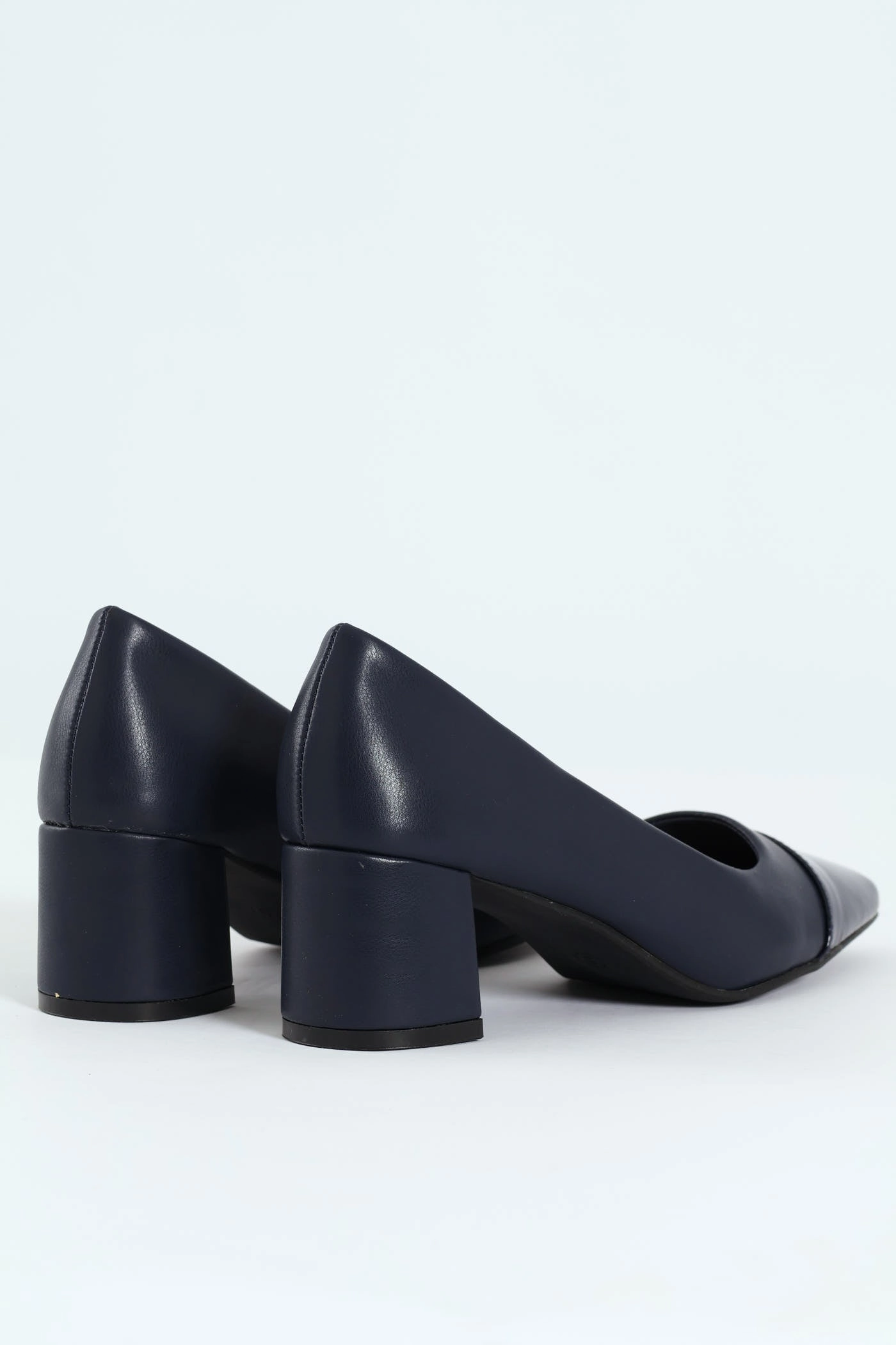 Block Court Heel - Navy