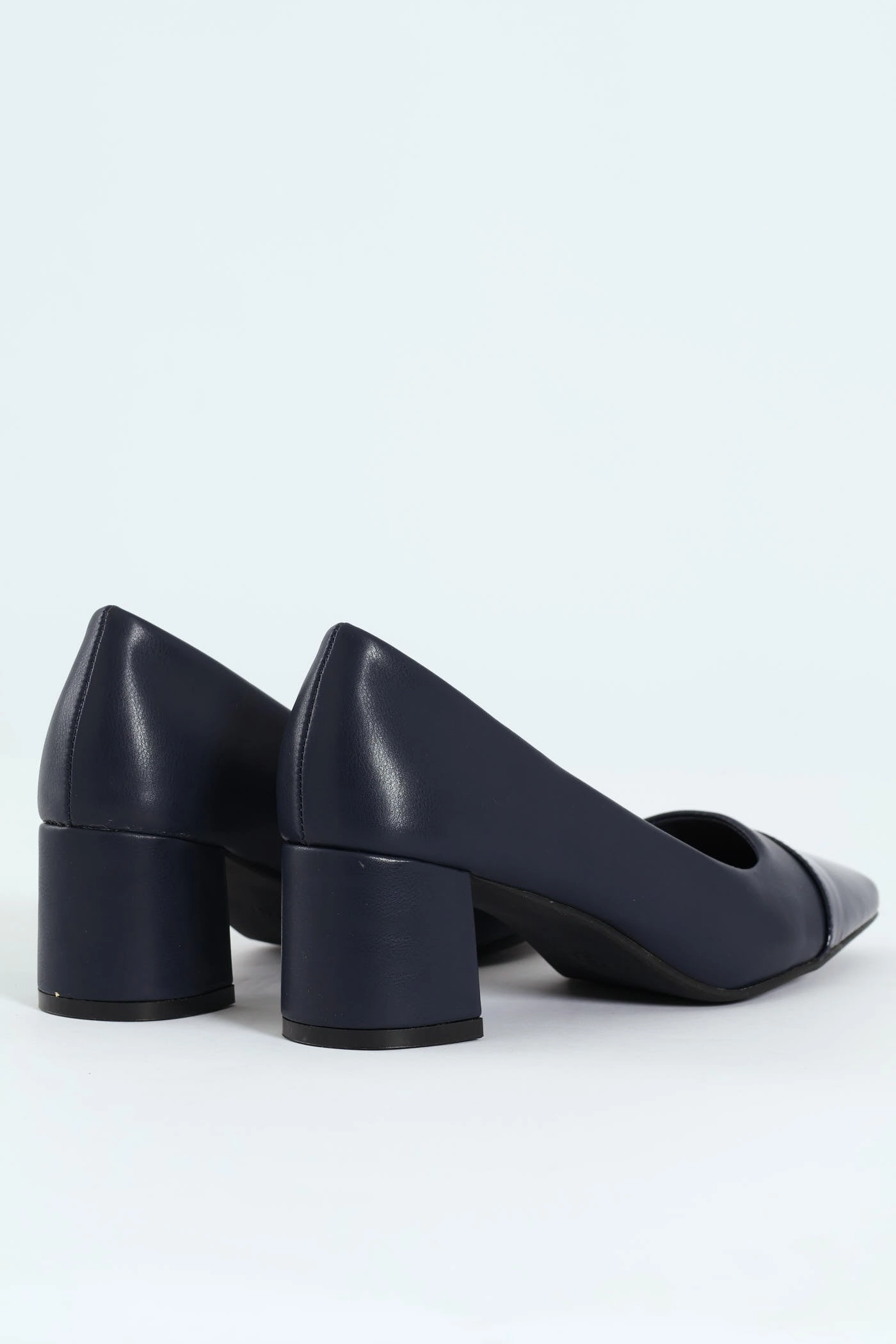 Block Court Heel - Navy