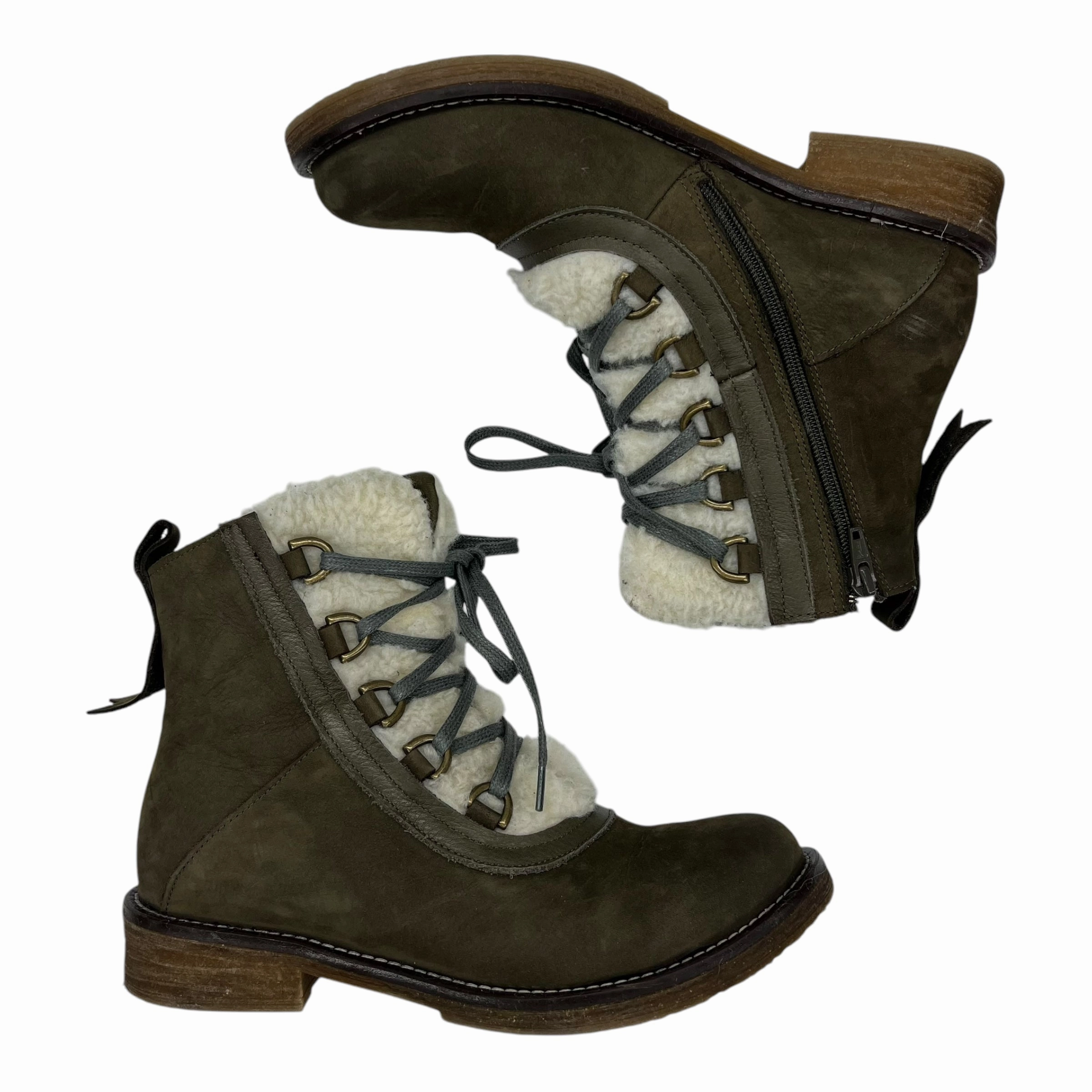 Boots Leather By Bueno In Green, Size:8.5