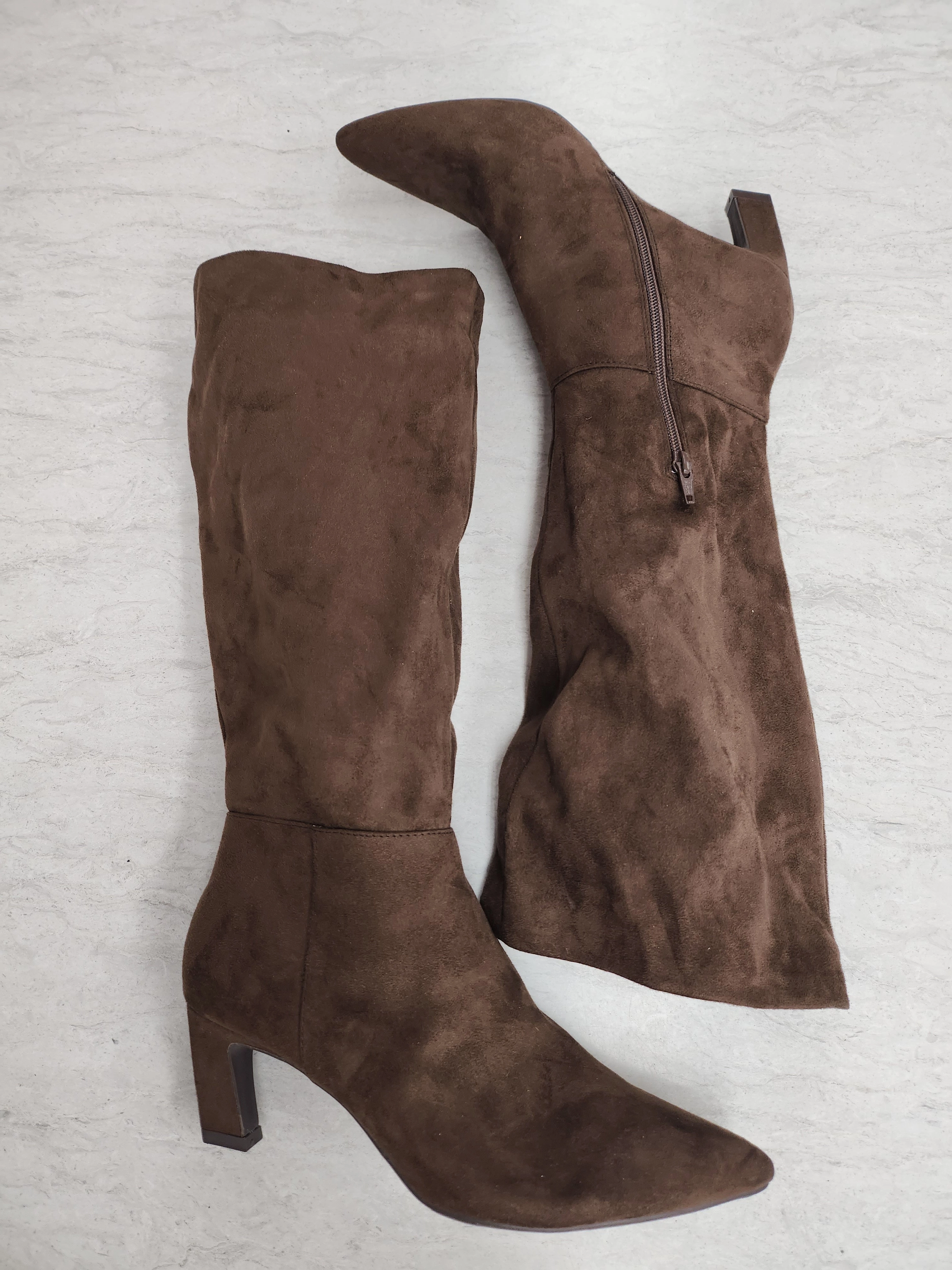 Boots Mid-calf Heels By A New Day In Brown, Size: 9.5
