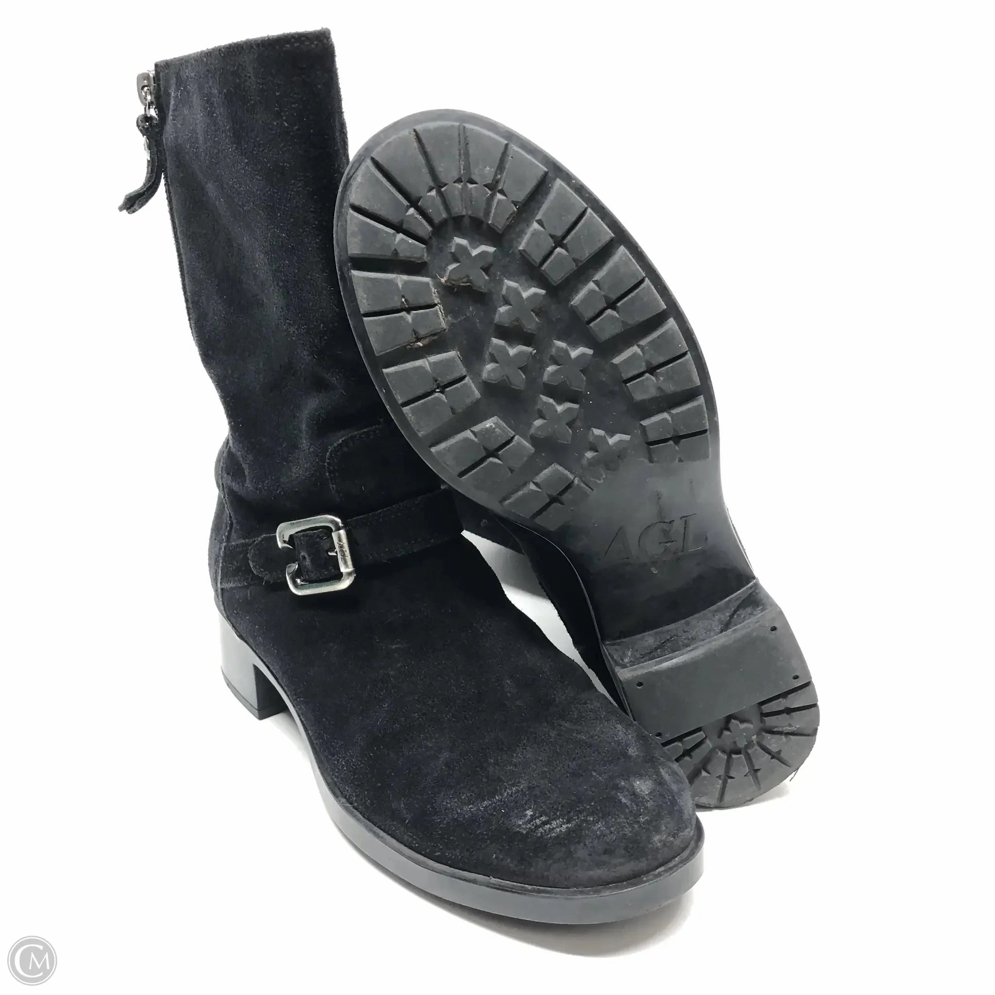 Boots Mid-calf Heels By Agl In Black, Size: 6.5