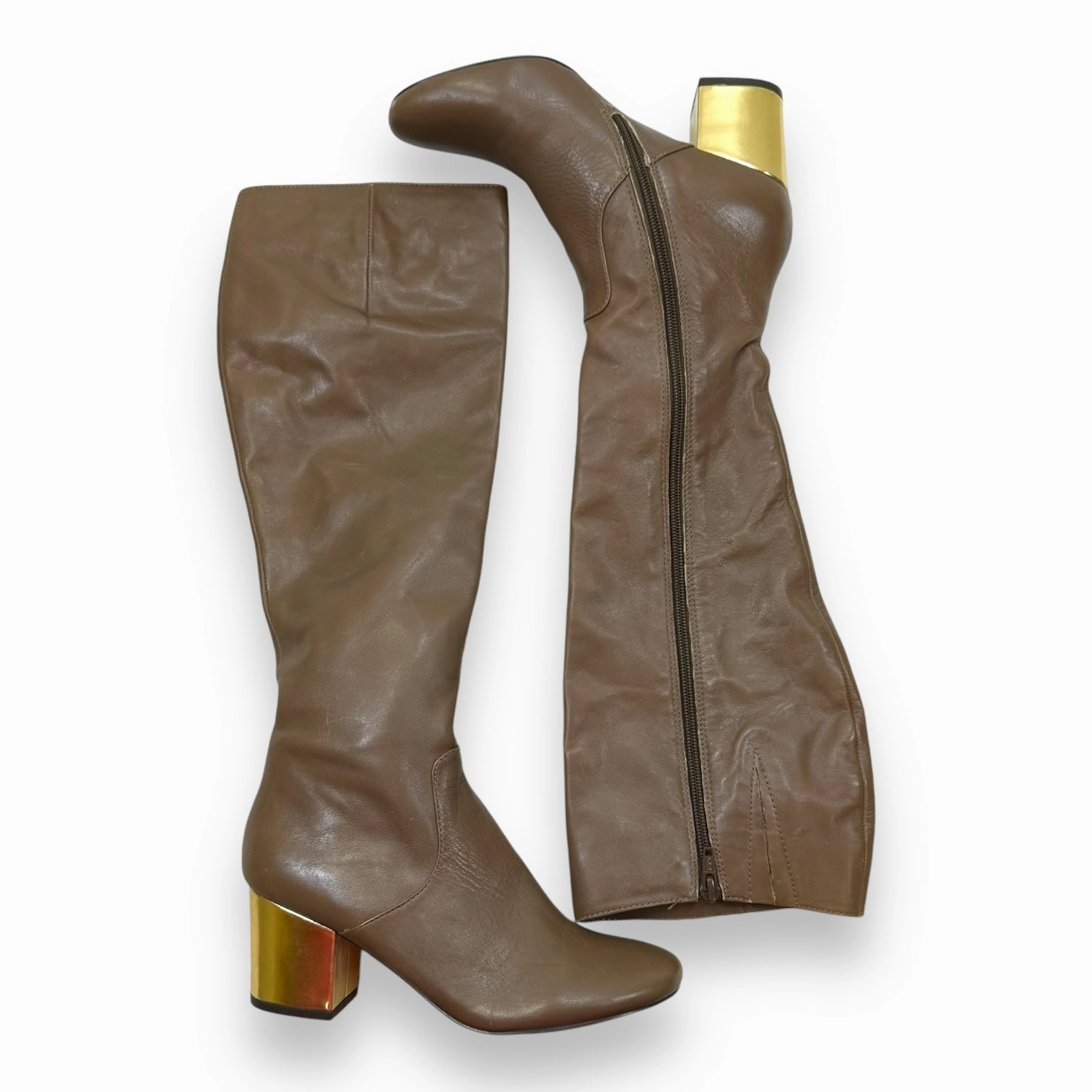 Boots Mid-calf Heels By Anthropologie In Tan