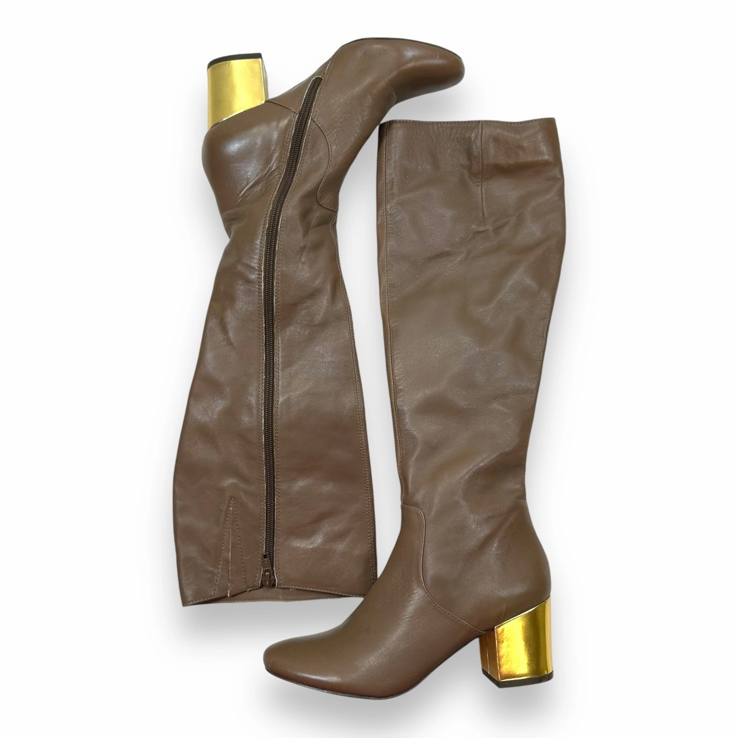 Boots Mid-calf Heels By Anthropologie In Tan
