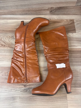 Boots Mid-calf Heels By Forever In Brown, Size: 8.5