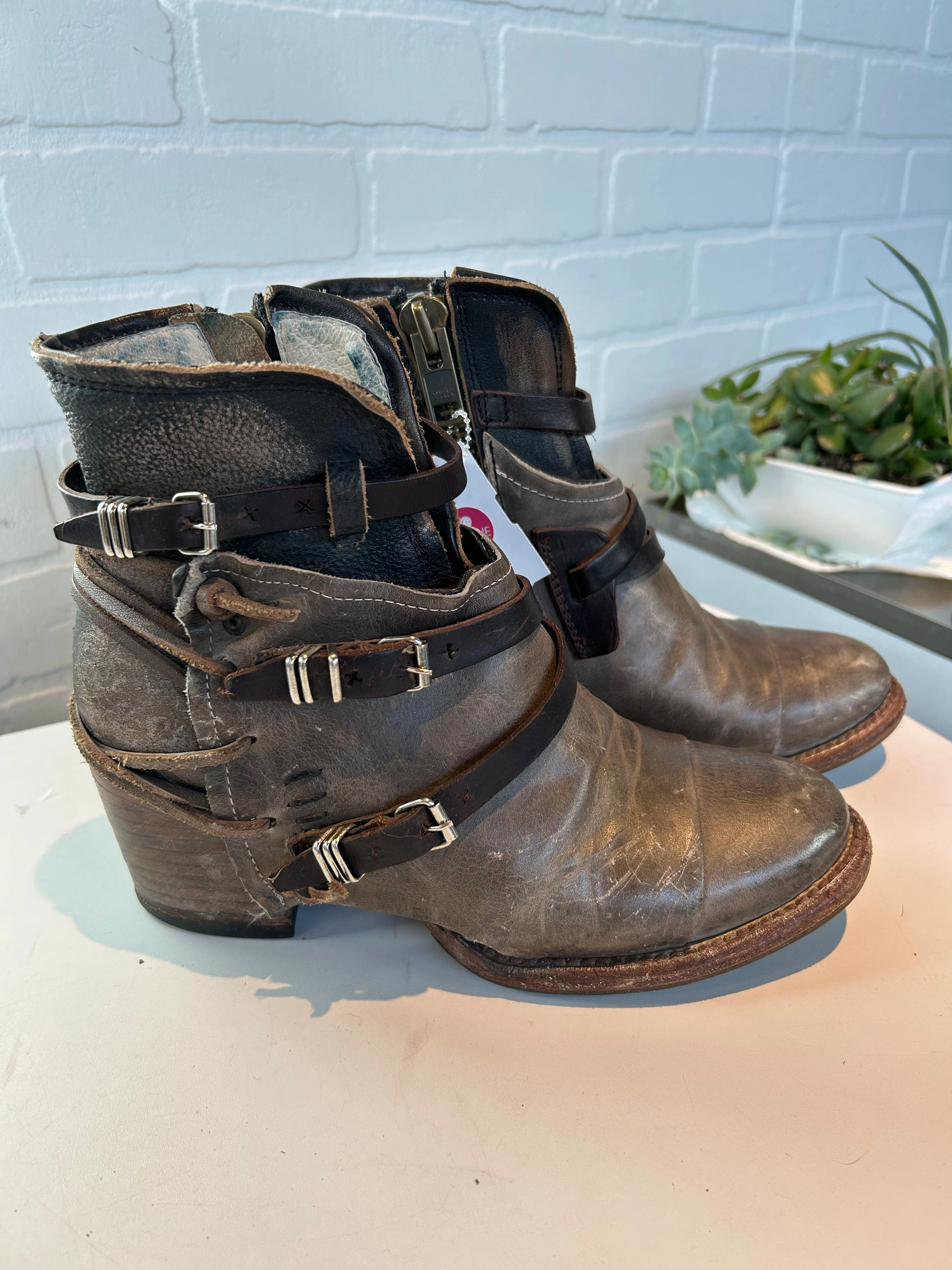 Boots Mid-calf Heels By Freebird In Brown, Size: 8