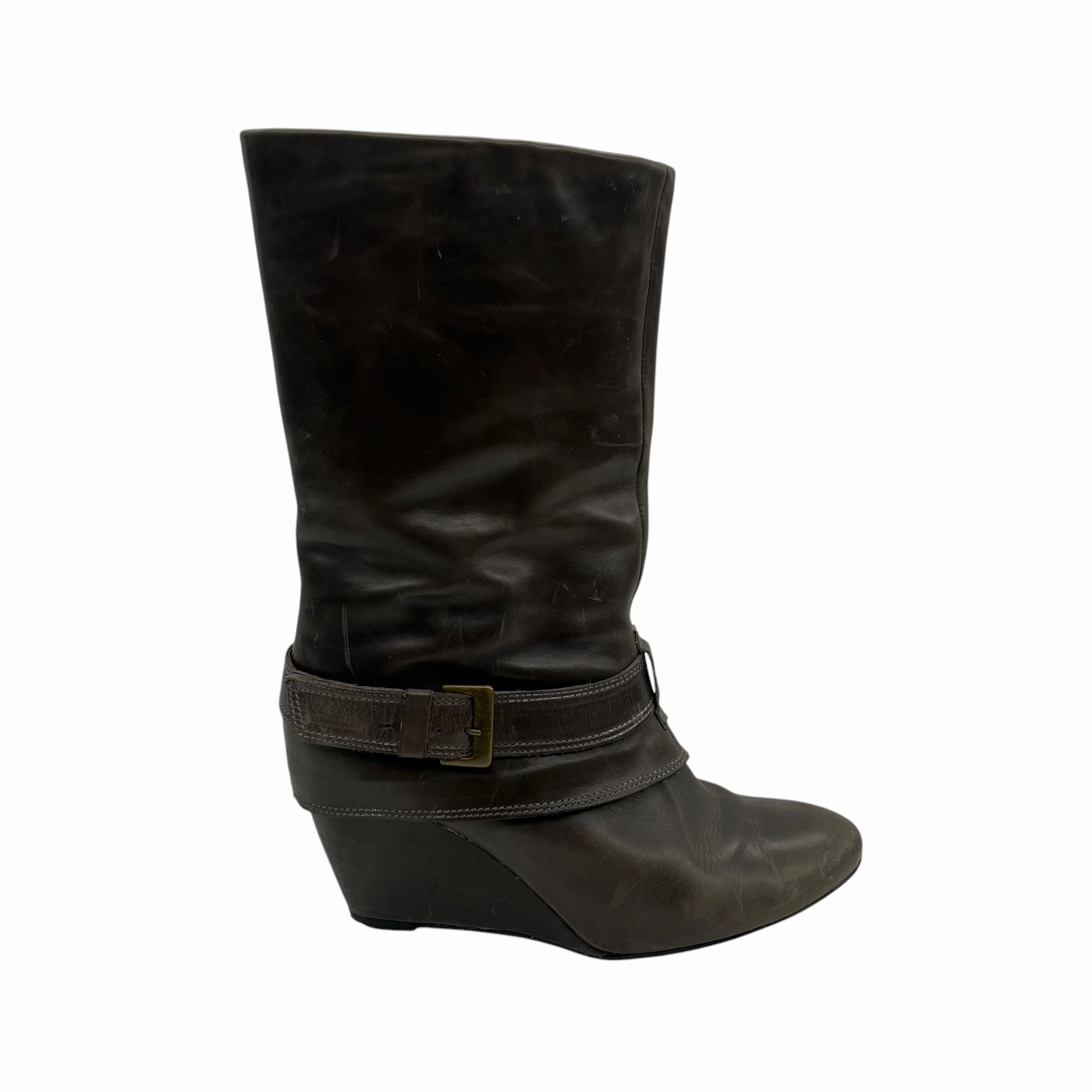 Boots Mid-Calf Heels By Garnet Hill In Grey, Size:8.5