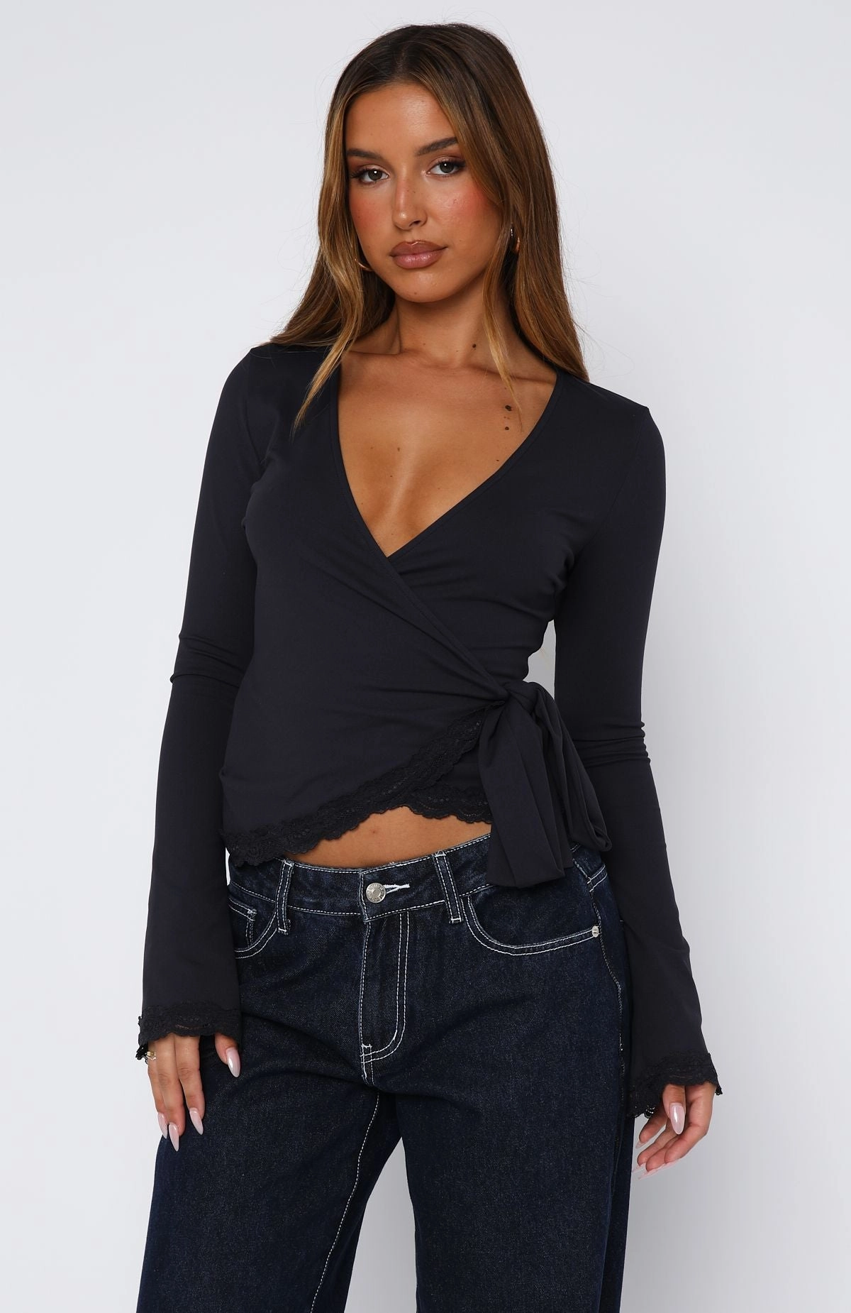 Cater To You Long Sleeve Top Dark Navy
