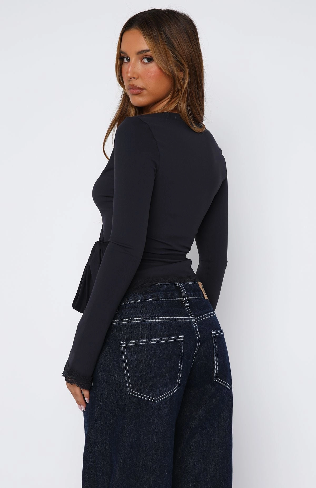 Cater To You Long Sleeve Top Dark Navy
