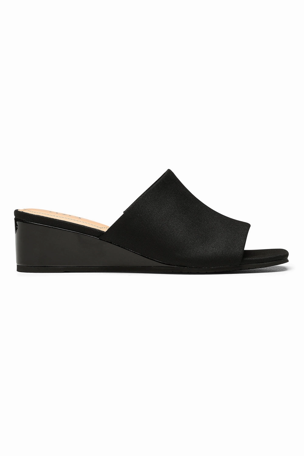 Claudine Wedge Mule Sandals - Black
