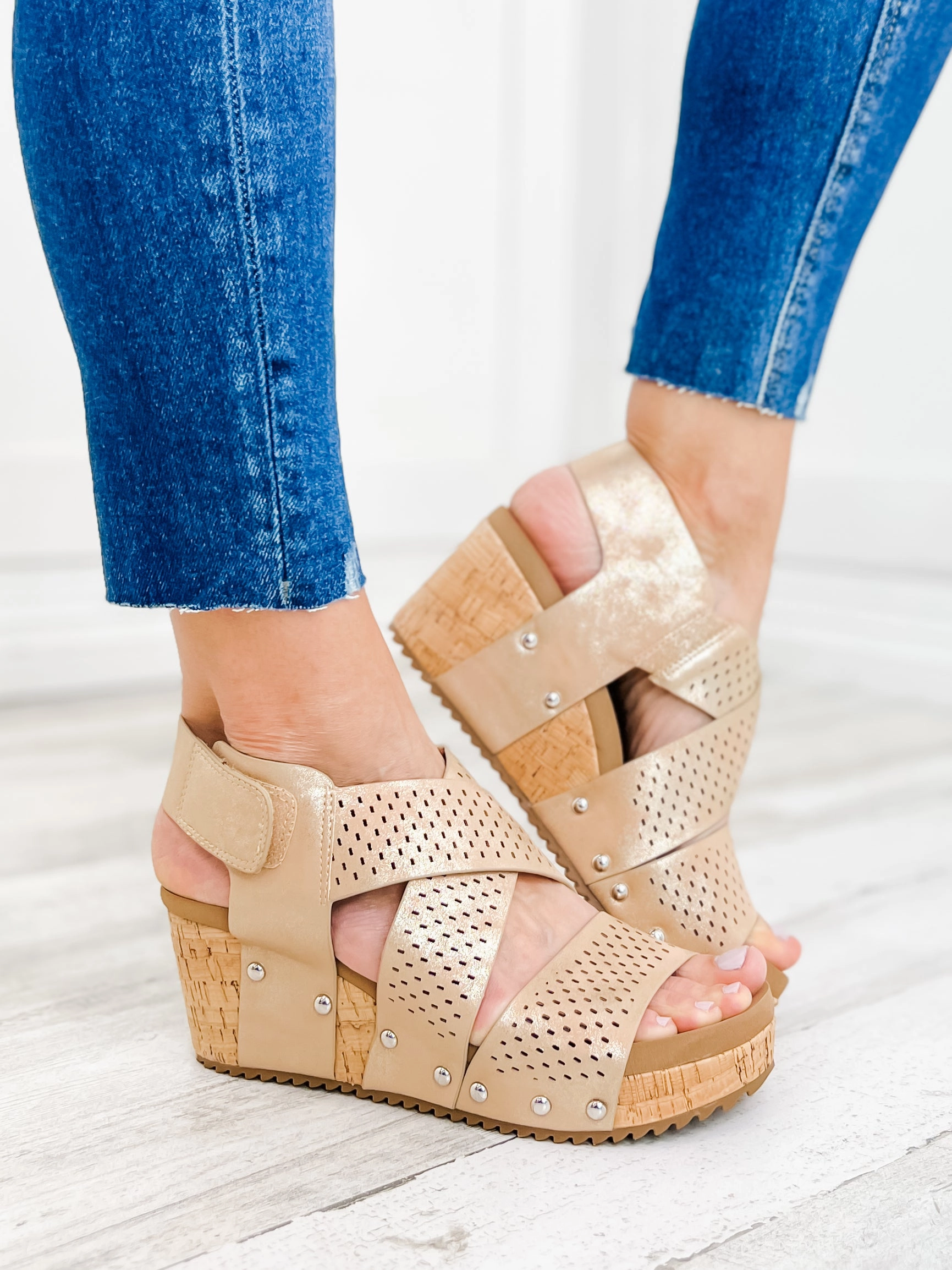 Corky's Guilty Wedge Sandal in Gold