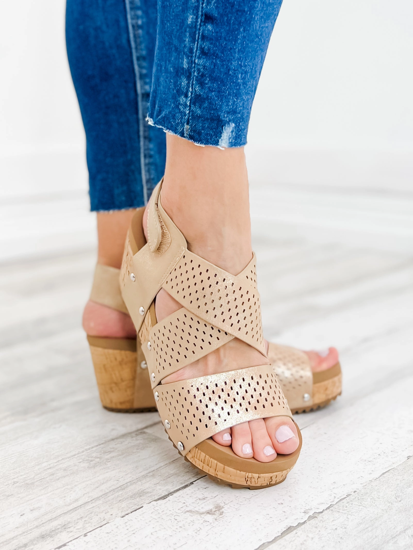 Corky's Guilty Wedge Sandal in Gold