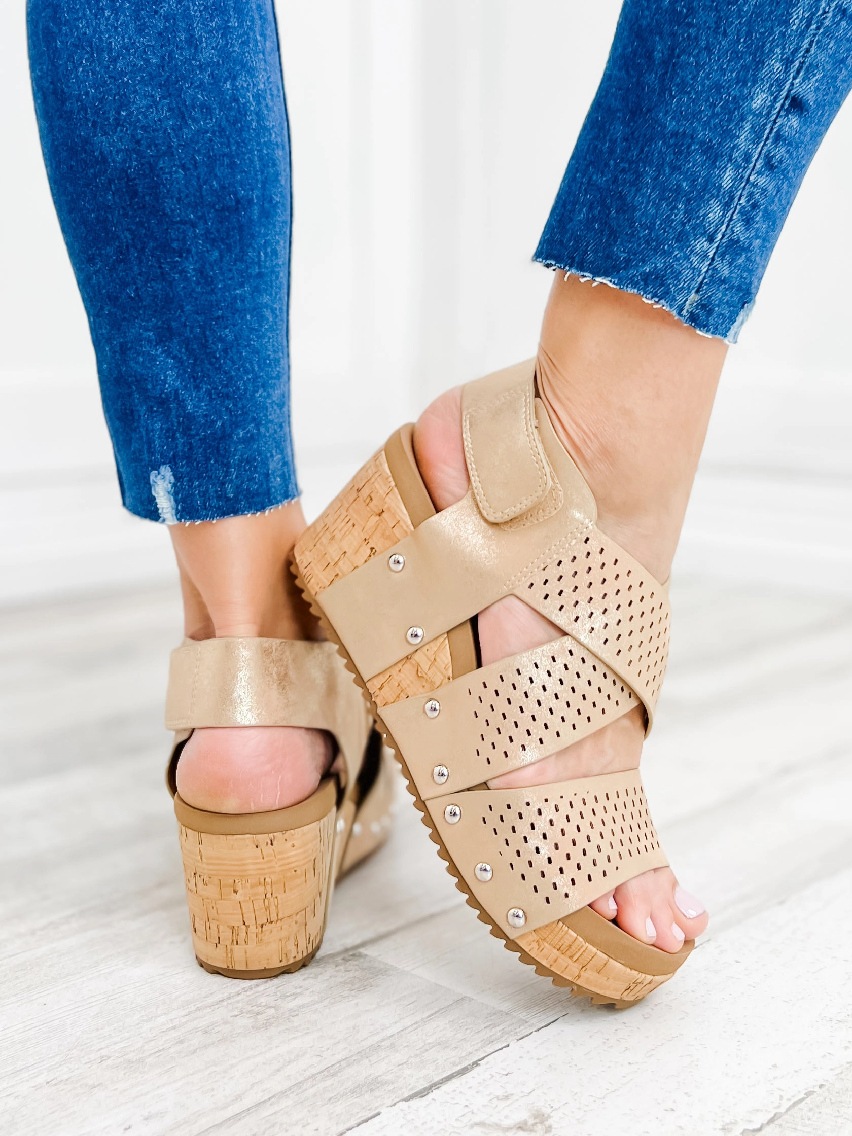 Corky's Guilty Wedge Sandal in Gold