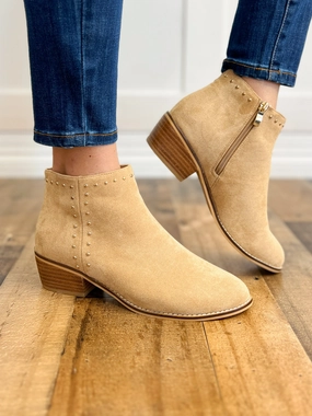 Corkys Casanova Booties in Camel Suede