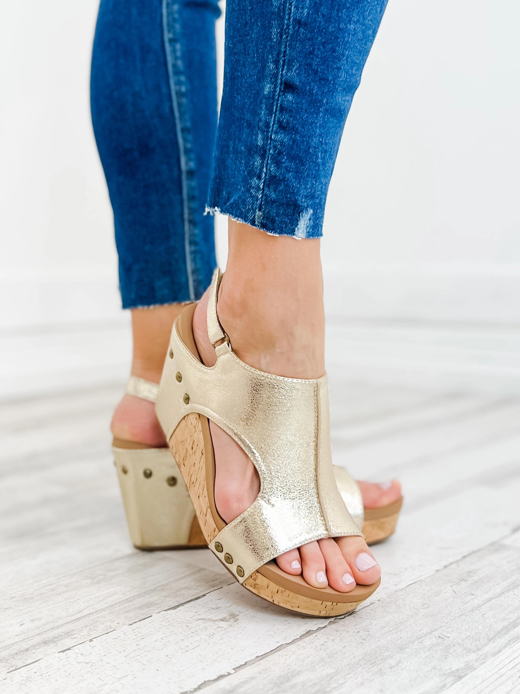 Corkys Tiffanee Gold Wedge Sandal