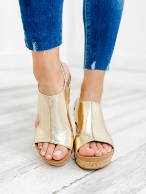 Corkys Tiffanee Gold Wedge Sandal