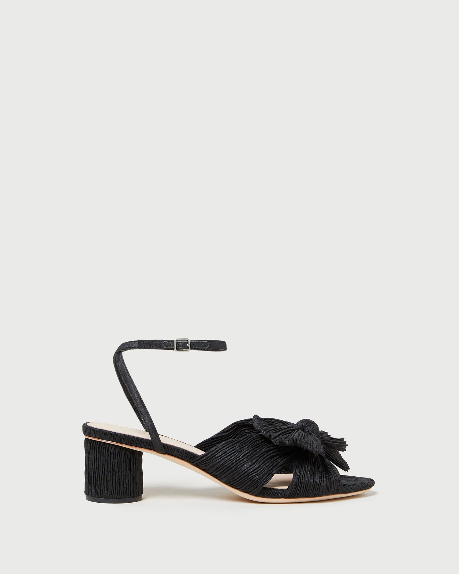 Dahlia Black Pleated Bow Heel