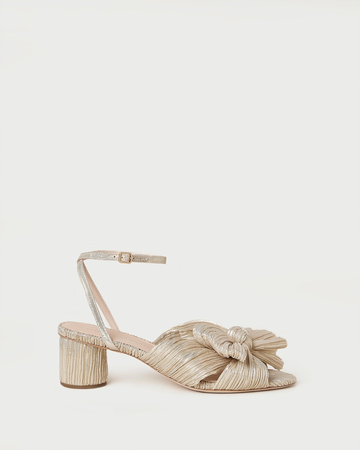 Dahlia Platinum Pleated Bow Heel