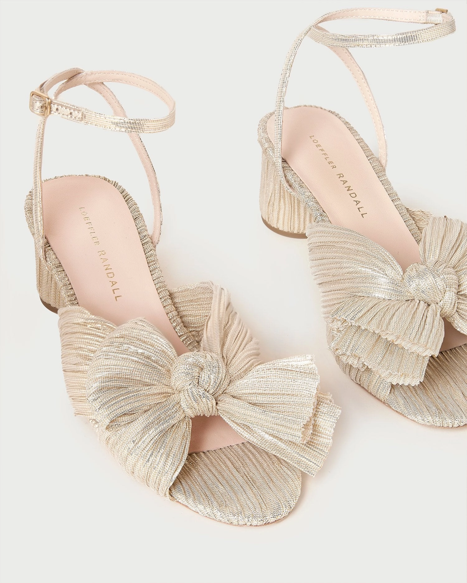 Dahlia Platinum Pleated Bow Heel