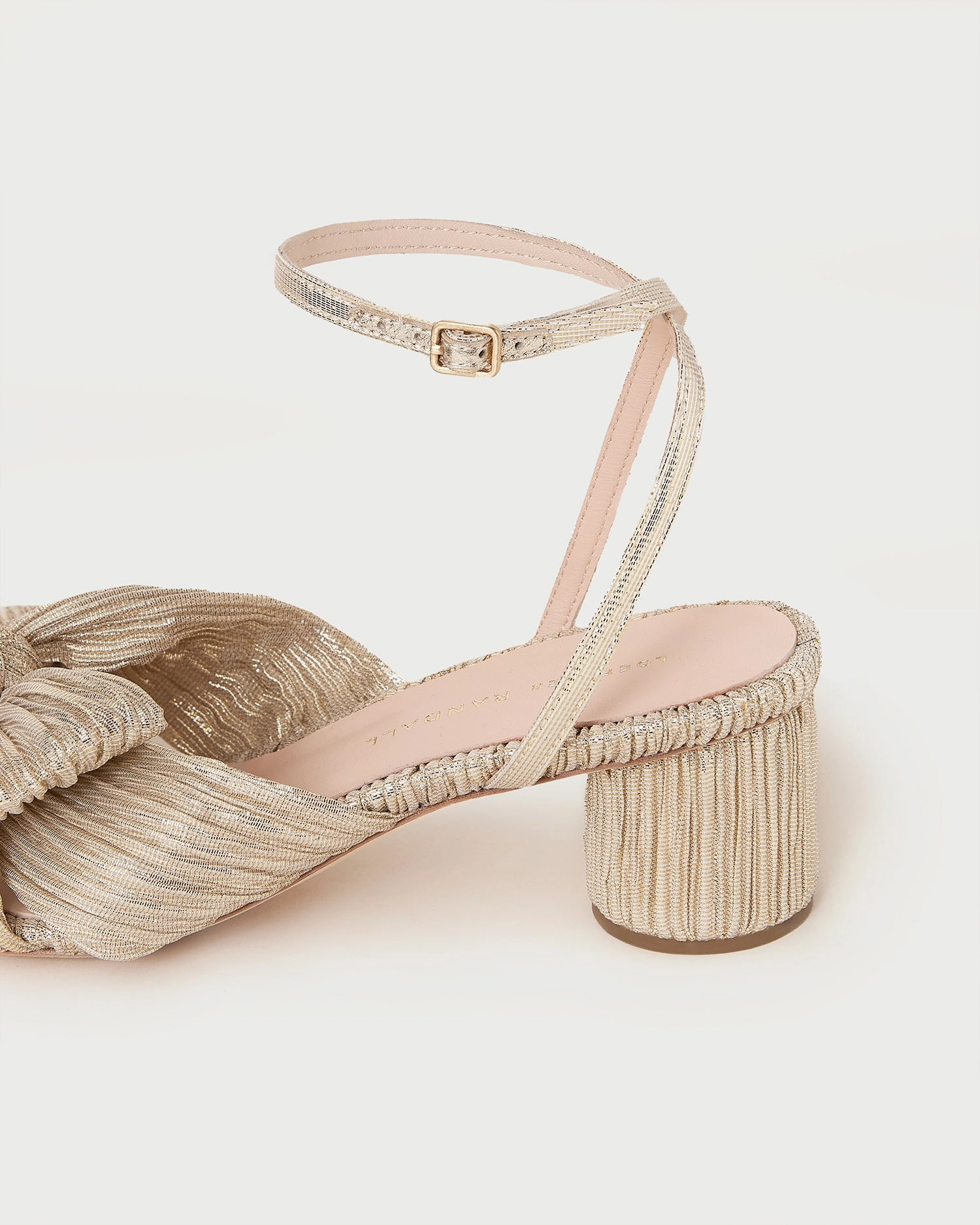 Dahlia Platinum Pleated Bow Heel