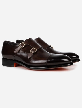 Double Monk Shoe Dark Brown
