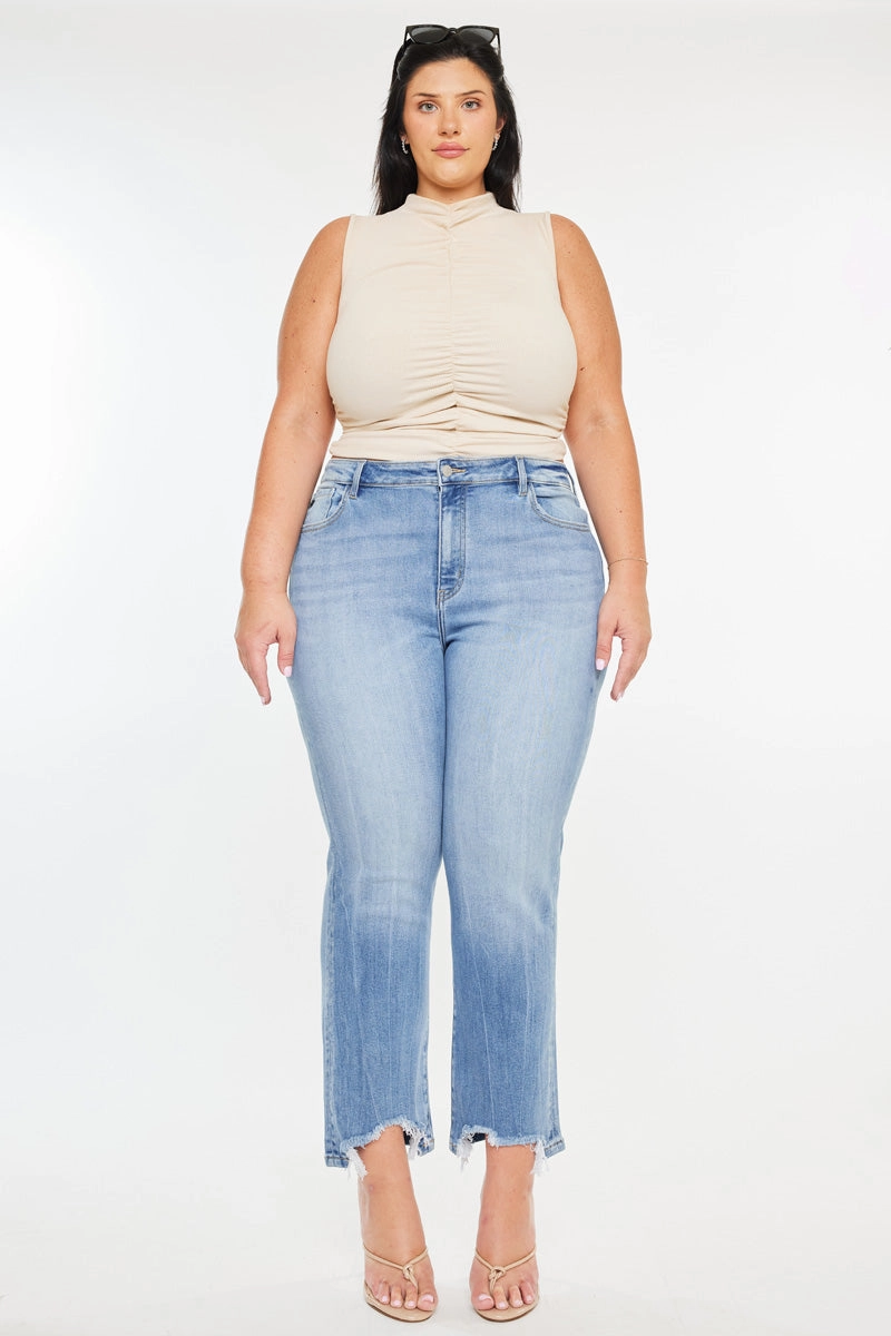Drea Essentials High Rise Slim Crop Straight Jeans (Plus Size)