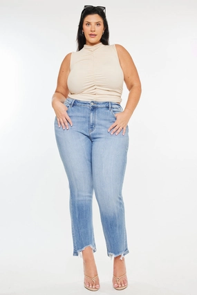 Drea Essentials High Rise Slim Crop Straight Jeans (Plus Size)