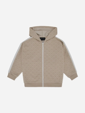 Emporio Armani Boys Logo Zip Up Top in Beige