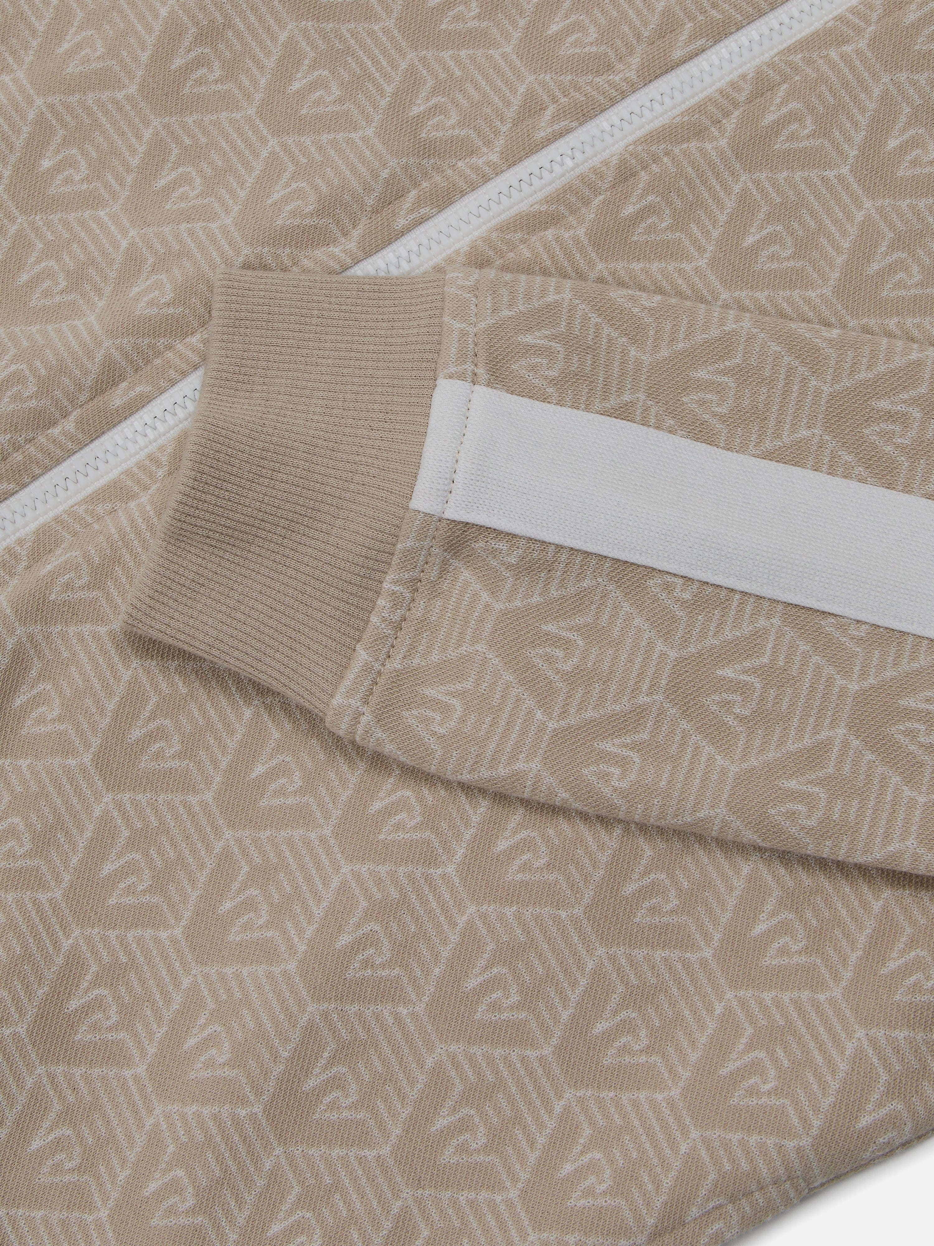 Emporio Armani Boys Logo Zip Up Top in Beige