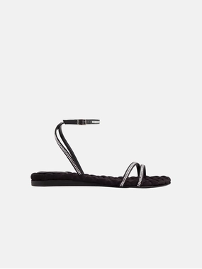 Faye Vegan Cotton Cushioned Sandals | Black Crystal