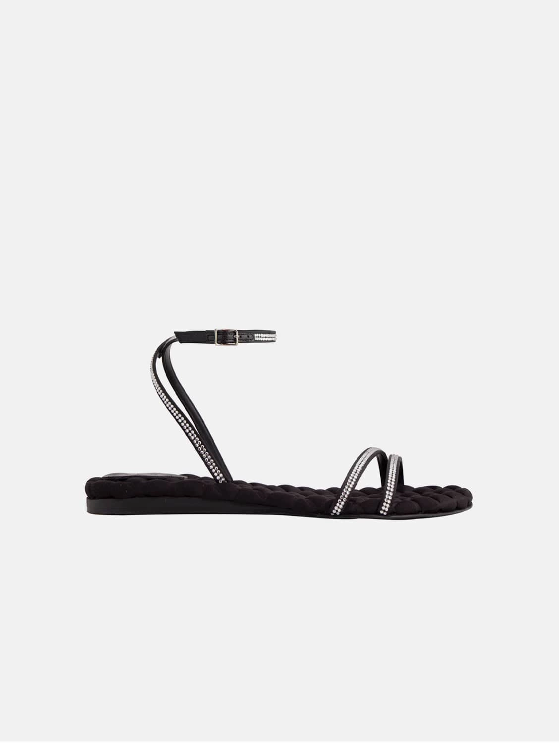 Faye Vegan Cotton Cushioned Sandals | Black Crystal