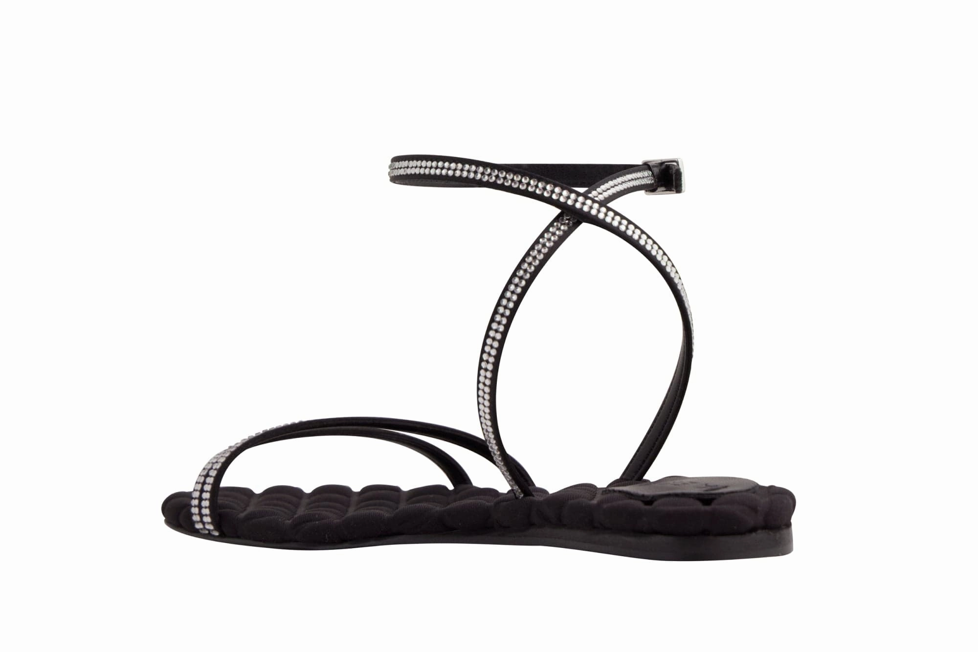 Faye Vegan Cotton Cushioned Sandals | Black Crystal