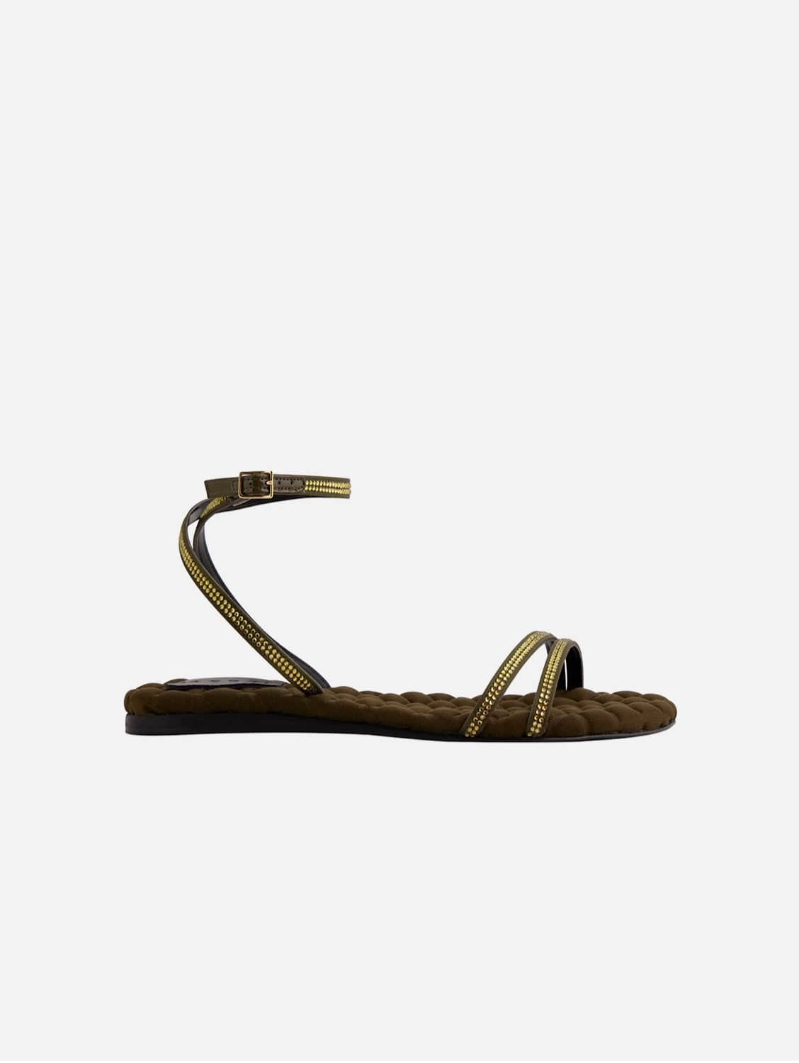 Faye Vegan Cotton Cushioned Sandals | Military Crystal