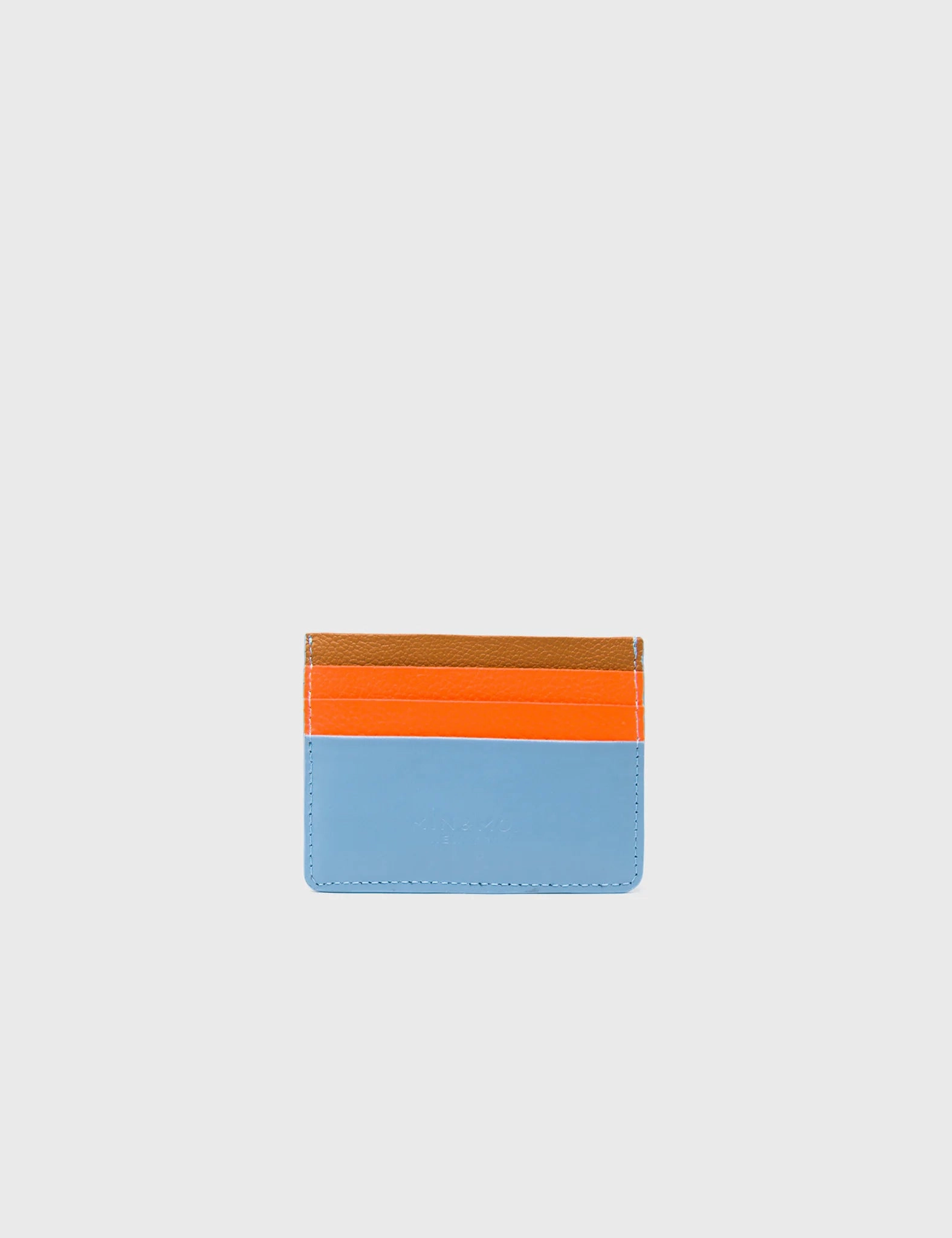 Filium Cerulean Blue Leather Cardholder - Colorblock Eyes Debossed